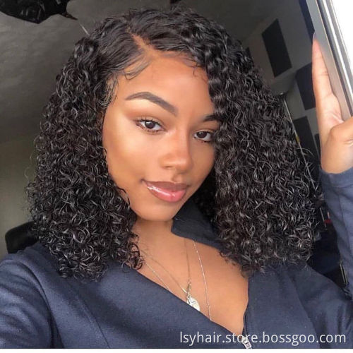 Kinky Curly Bob Lace Front Wigs Human Hair For Female Women, First Wig Unit Easy Going 180% 200%Density perruque cheveux humain